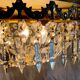 Glass and brass basket ceiling light - mid 20th century.