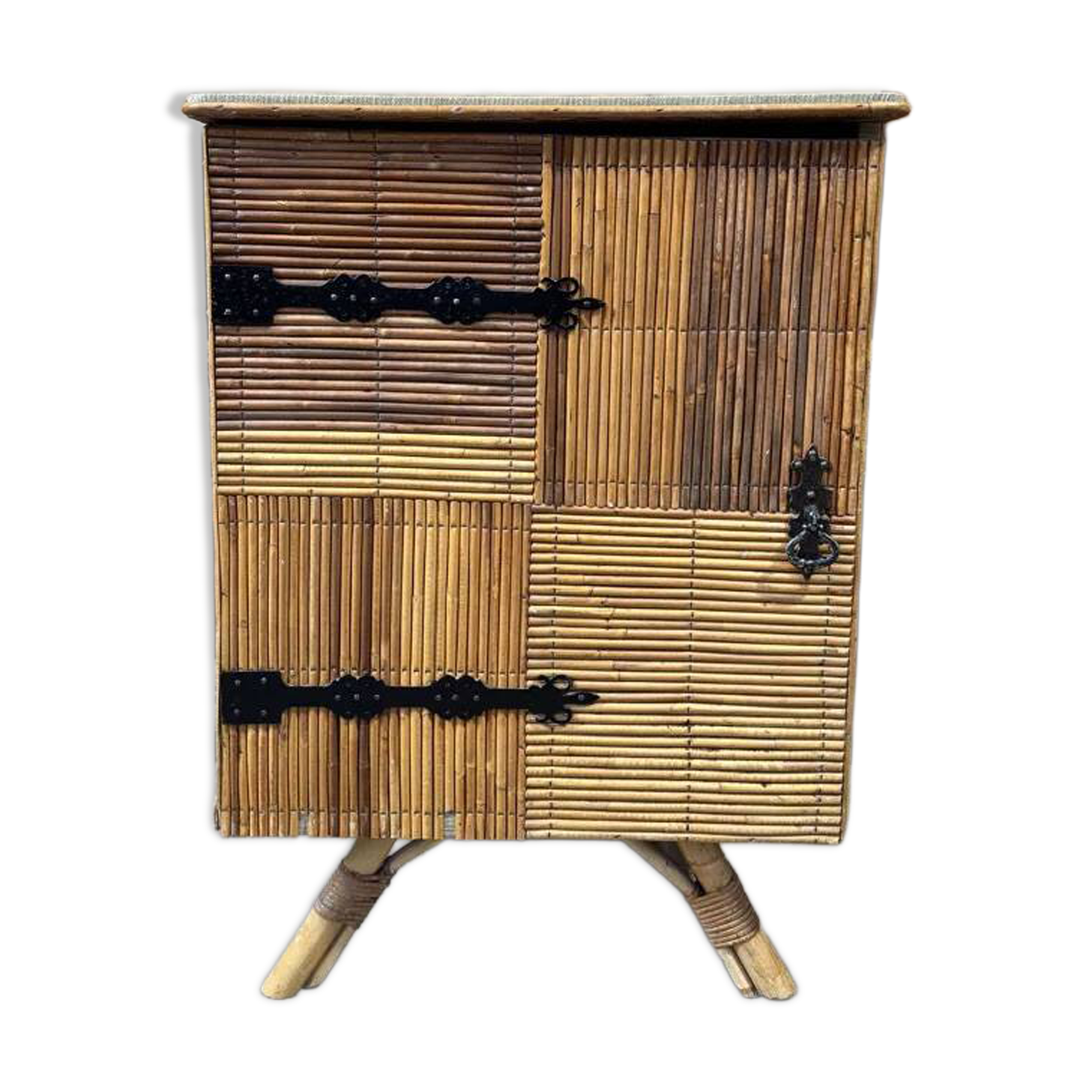 Small side buffet in rattan - Attributed to Audoux-Minet