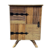 Petit buffet d’appoint en rotin - Attribué à Audoux-Minet