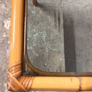 Rattan and glass side table