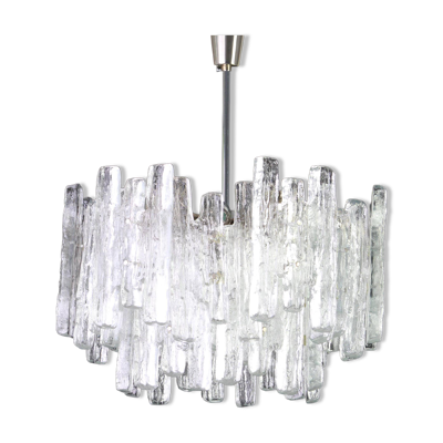 Lustre en Verre de Glace Murano par Kalmar, Autriche, Années 1960
