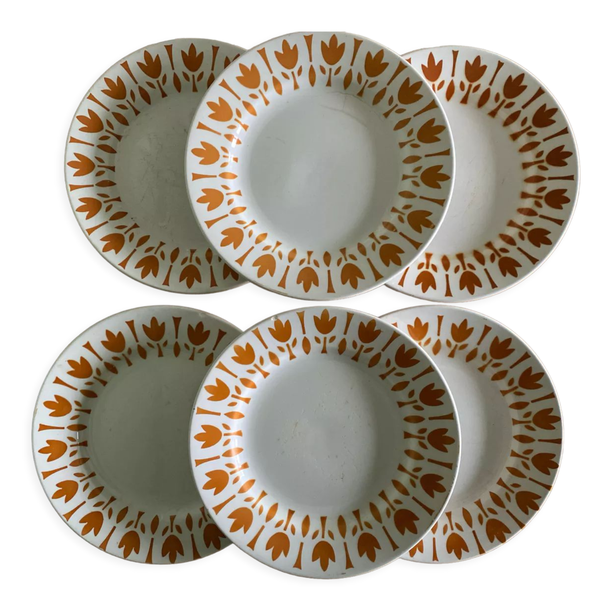 6 assiettes vintage tulipes sarreguemines