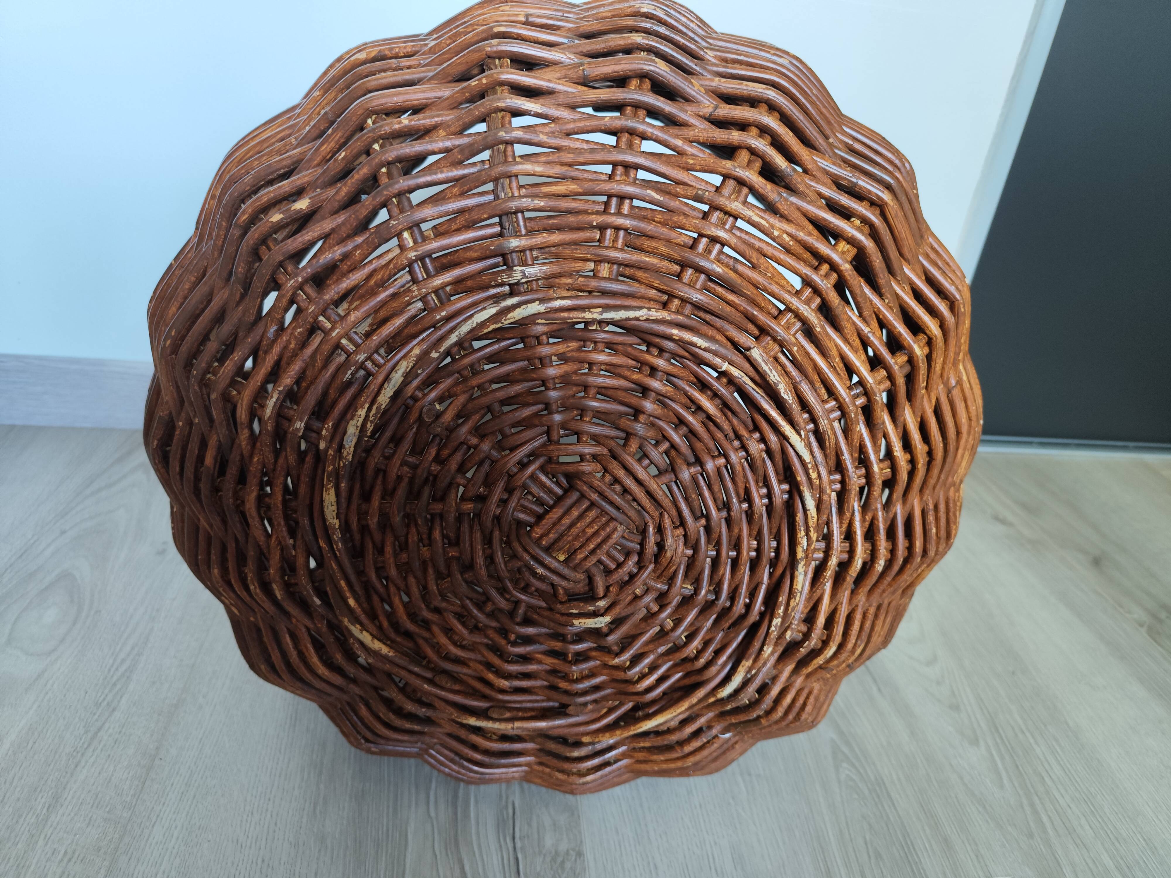 Vintage rattan planter basket