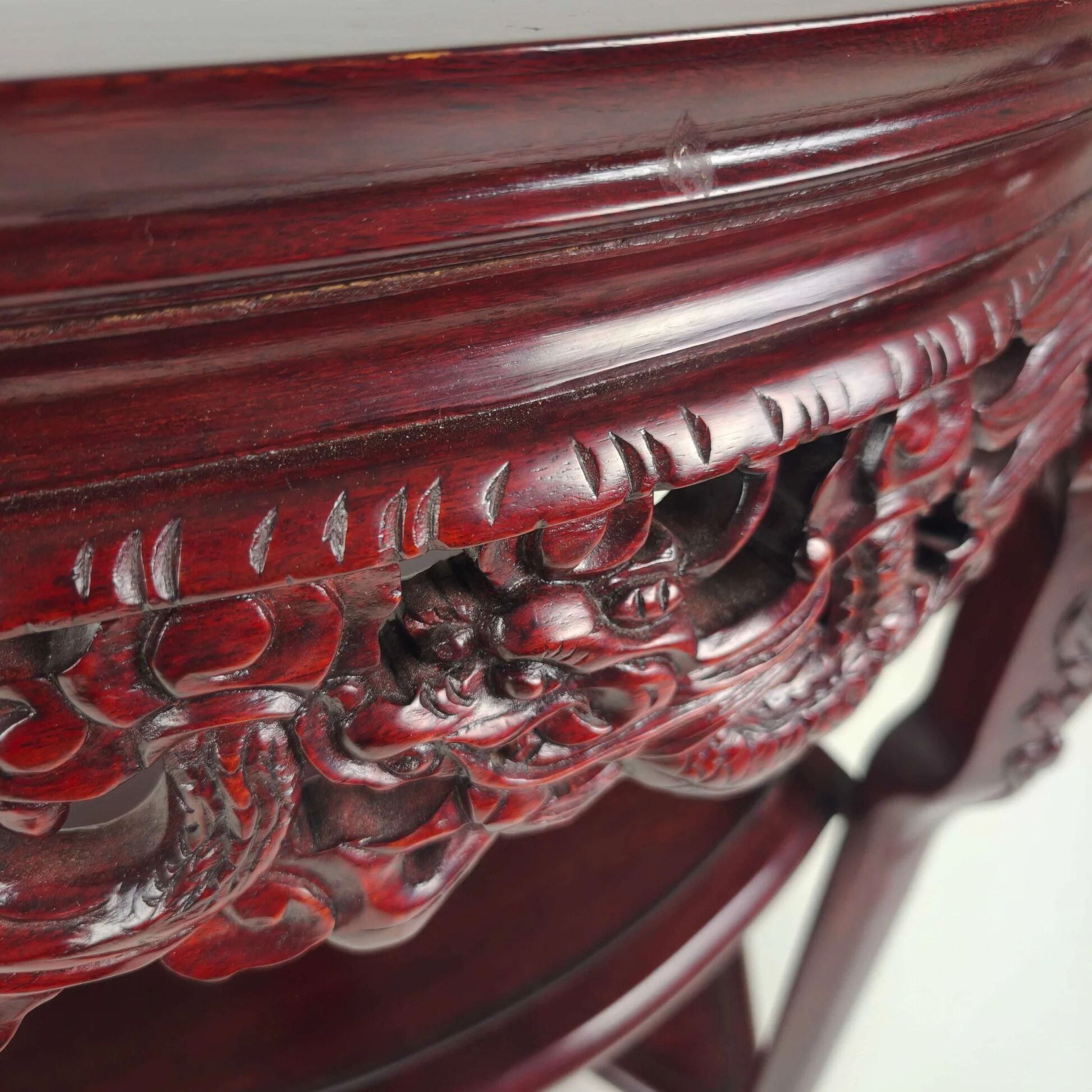 Vintage Chinese hardwood console / side table with marble top