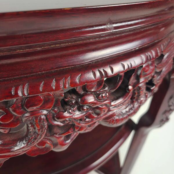 Console, table d'appoint chinoise vintage en bois et marbre