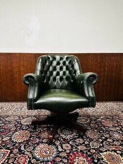 Chaise de directeur anglaise classique, chaise de bureau verte