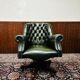 Chaise de directeur anglaise classique, chaise de bureau verte