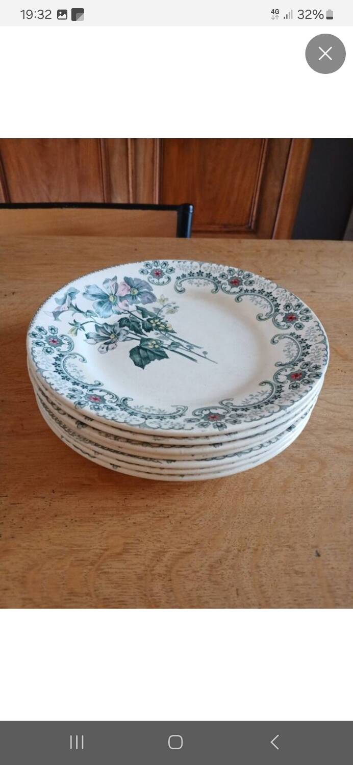 7 old flat plates Terre de fer