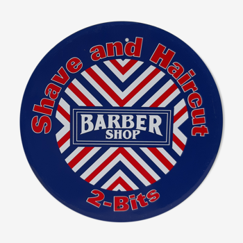 Plaque publicitaire américaine en tole barber shop