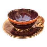 1960s Ceramic Breakfast Cup / Saucer in the Vallauris Style
