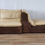 Modular sofa in leather and suede