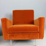 Pair of 1st edition easy chairs 25 BC by Florence Knoll in velvet, 1950s