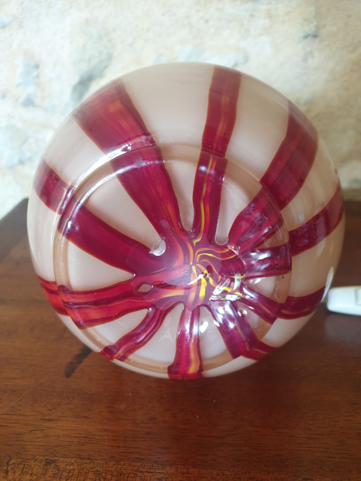 Pied de lampe ancien en verre soufflé