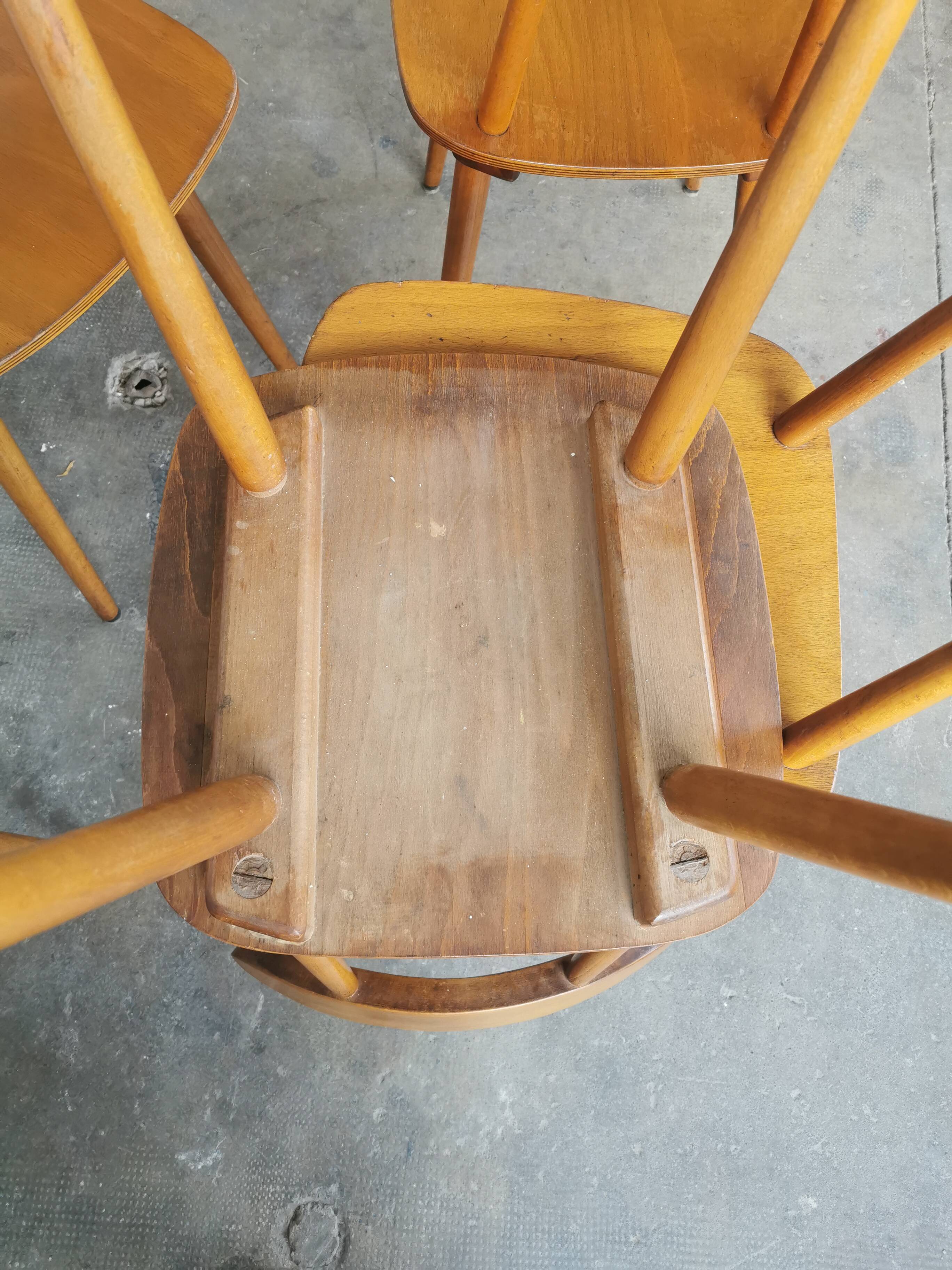 Set of 6 Hiller chairs, vintage bistro