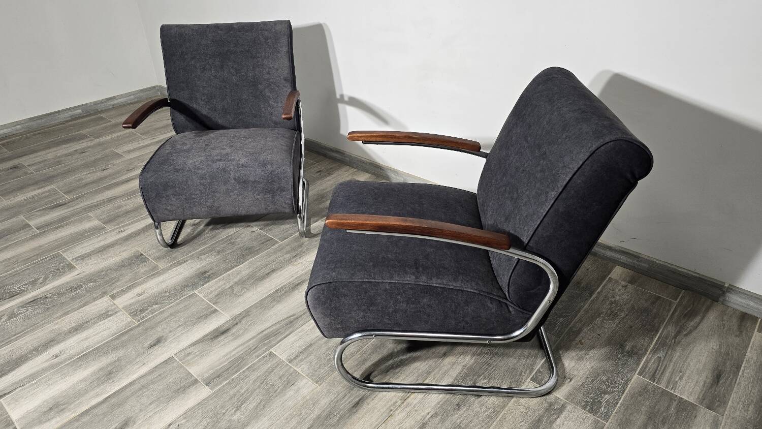 Bauhaus Chrome Armchairs S411 by Willem Hendrik Gispen for Mücke Melder