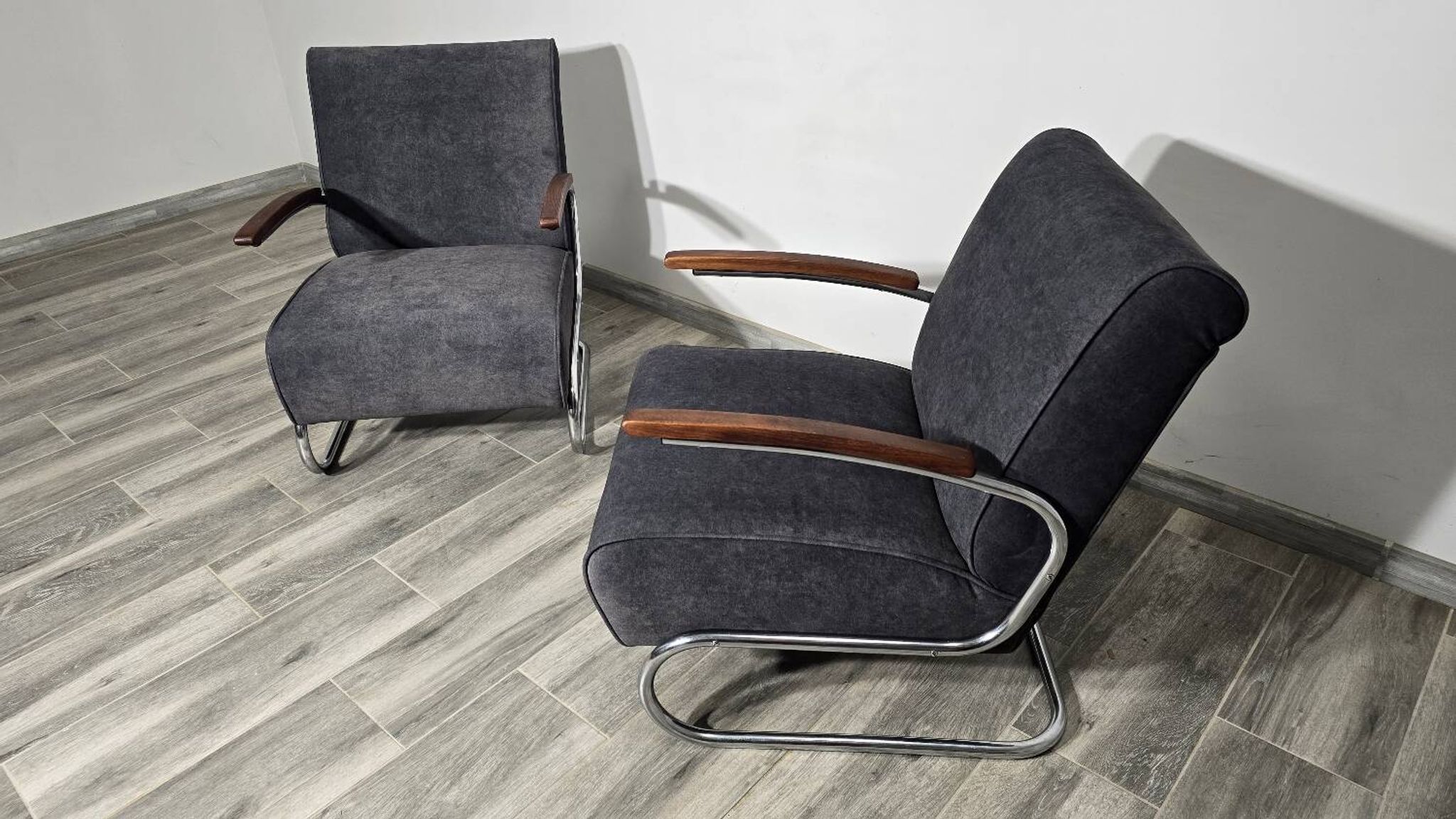 Bauhaus Chrome Armchairs S411 by Willem Hendrik Gispen for Mücke Melder