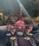 Service à liqueur rose émaillé