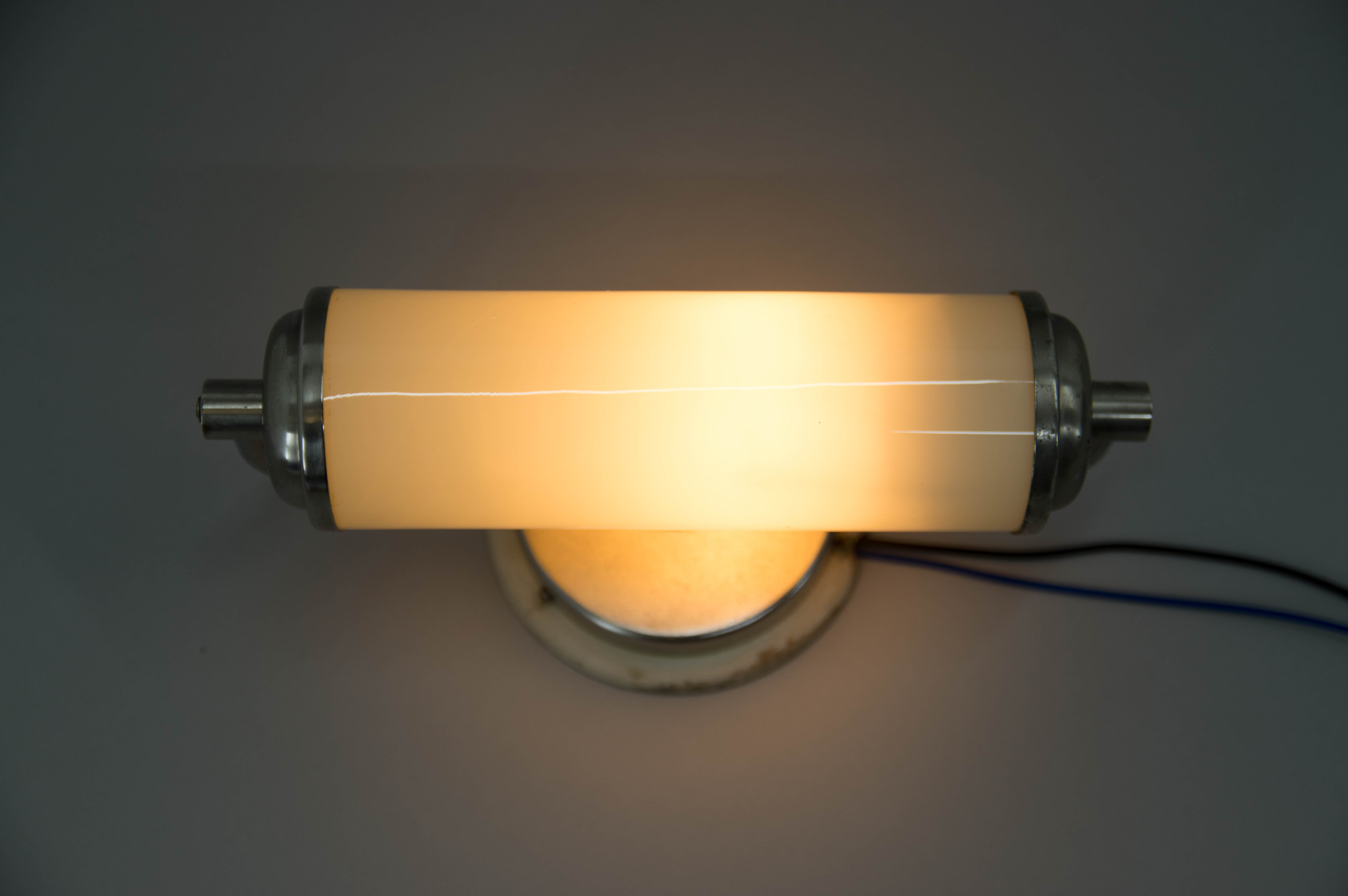 Art deco or bauhaus nickel-plated wall lamp, 1930