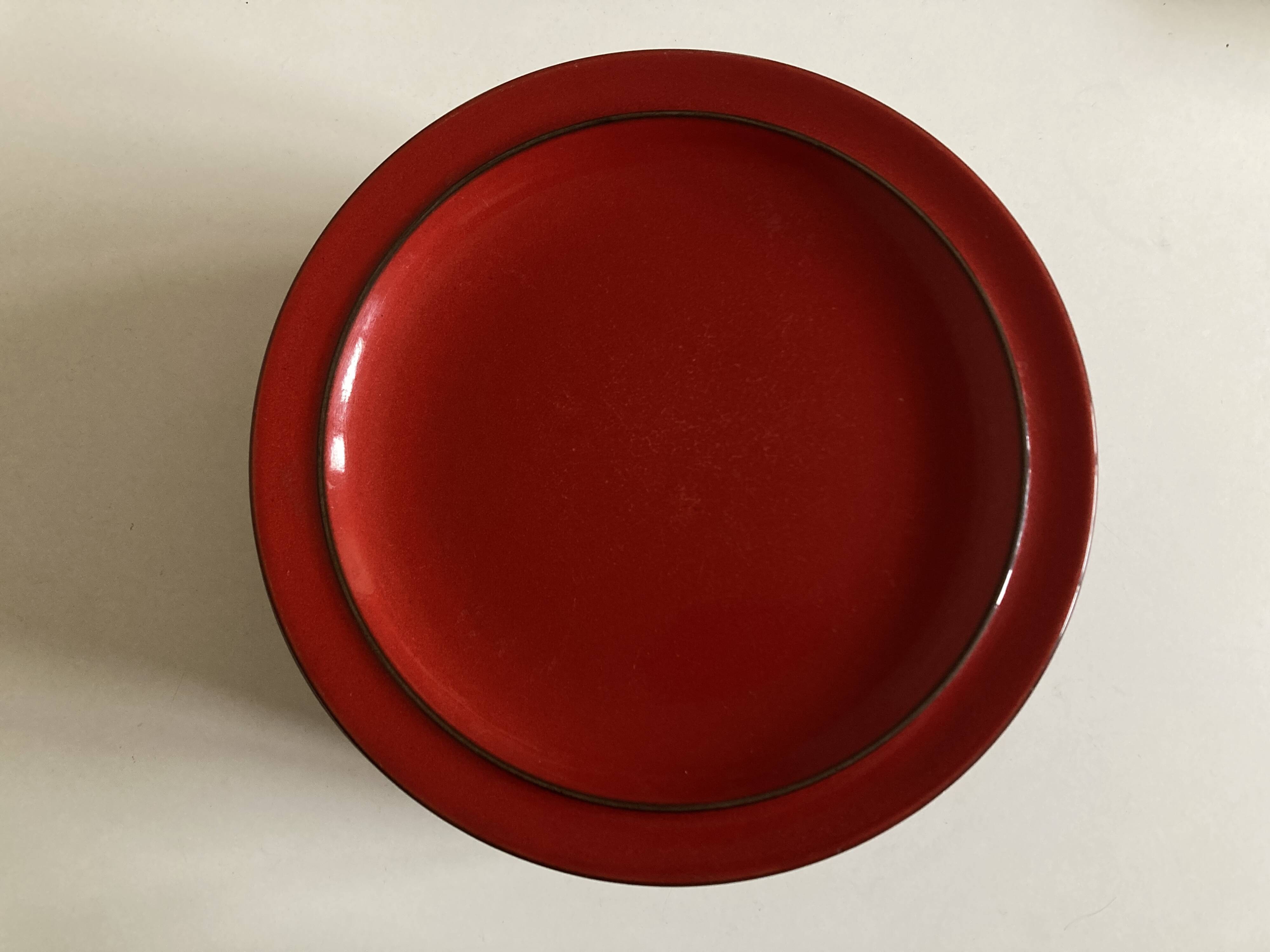 Set of 10 plates Hertha Bengtson Rosenthal 1970 in red stoneware.