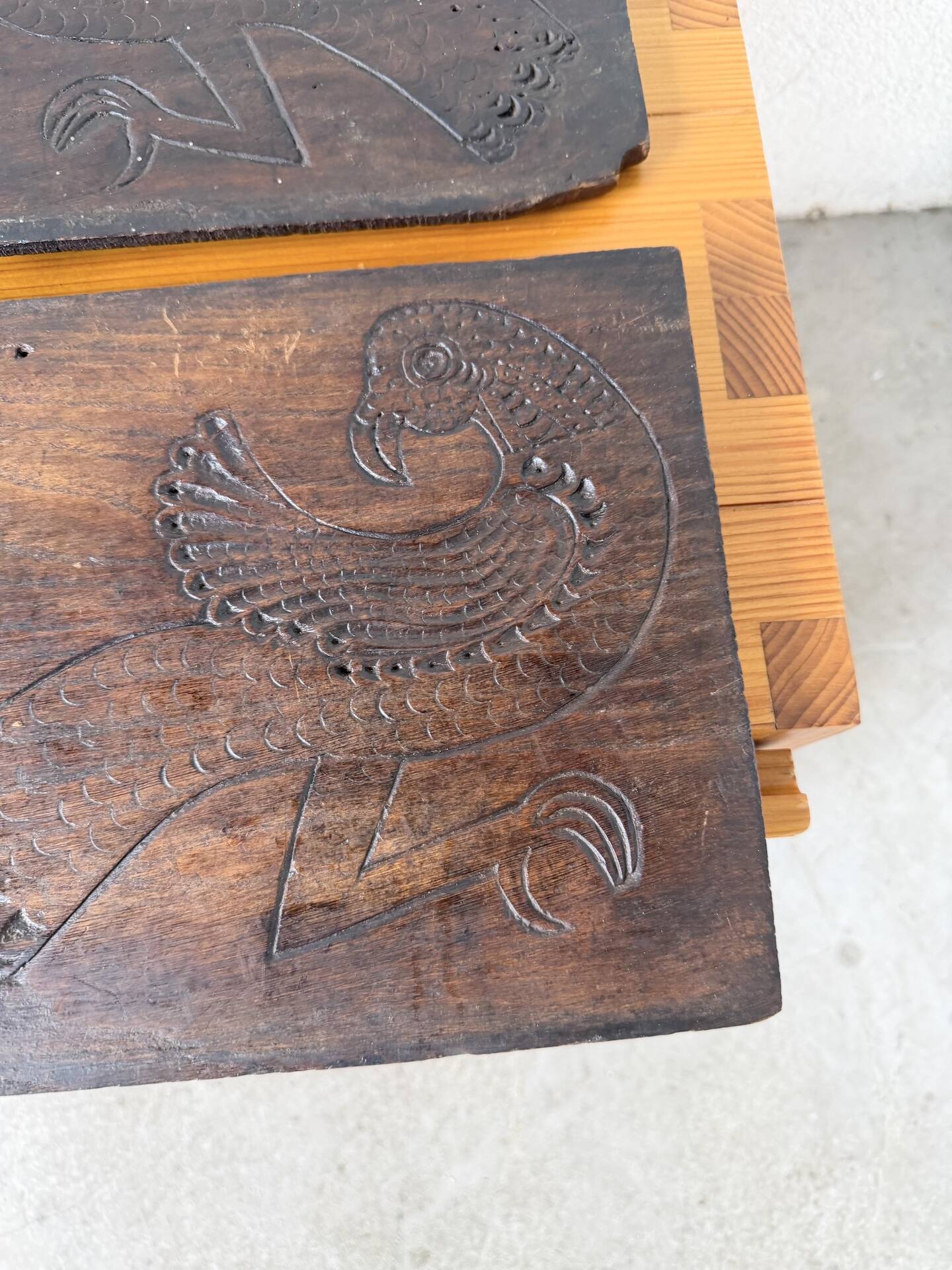 Sculpture gravée sur bois ancien 1900