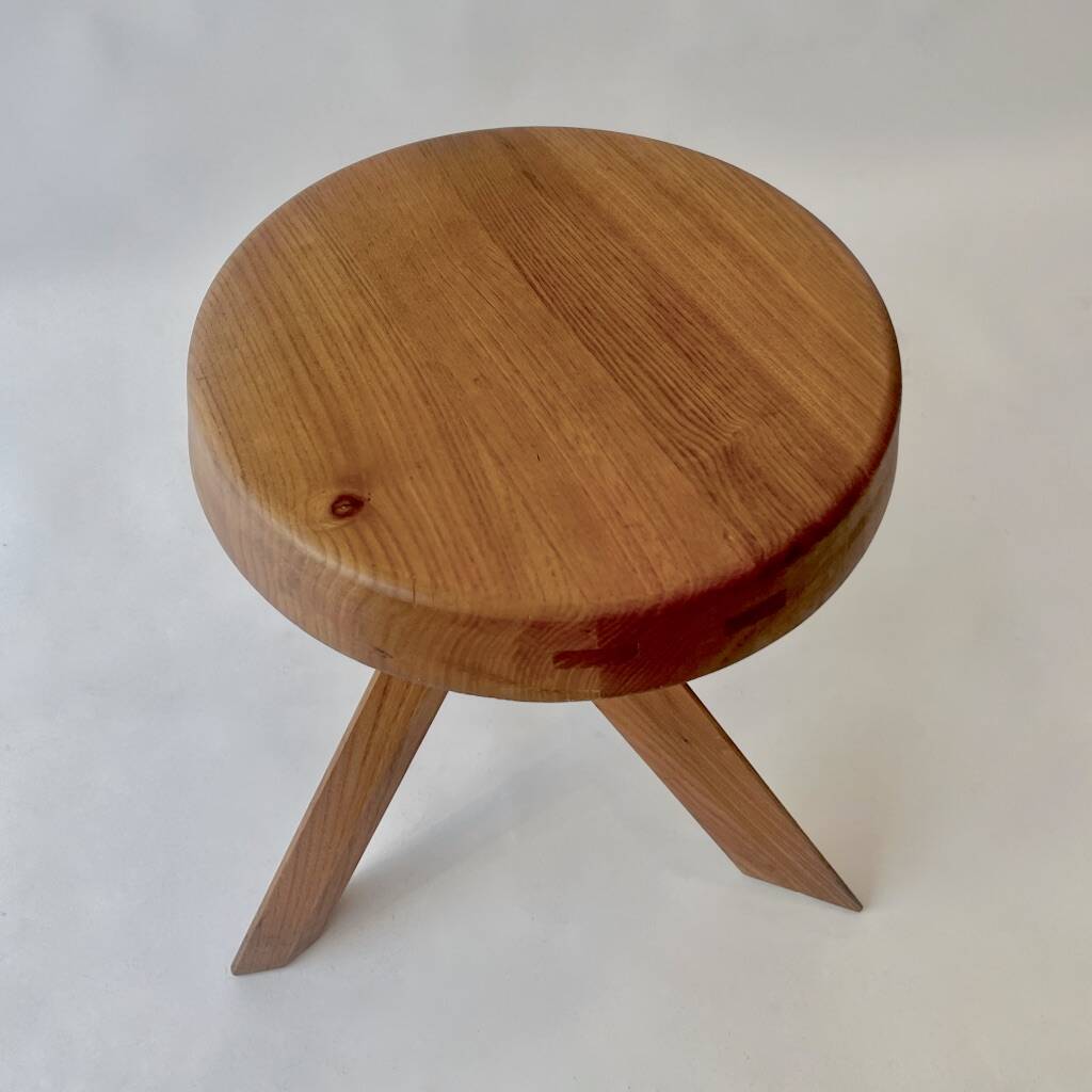 Tabouret vintage S31 en orme massif de Pierre Chapo vers 1970
