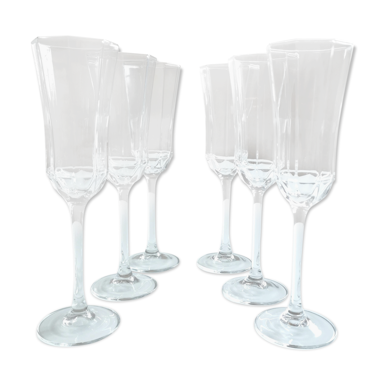 Service of 6 vintage champagne flutes
