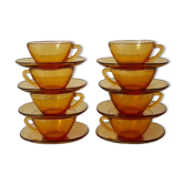 Lot 8 cups with orange Vereco saucers