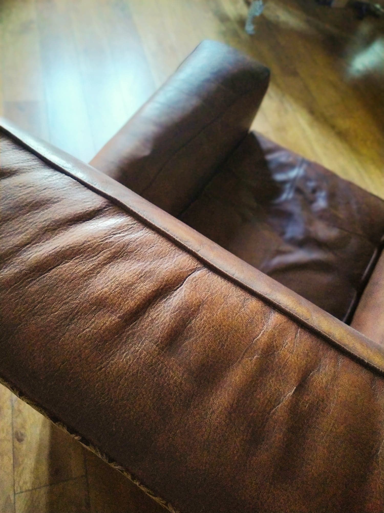 Leather and jacquard club chair