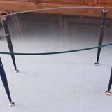 1950 oval coffee table in steel and brass glass
