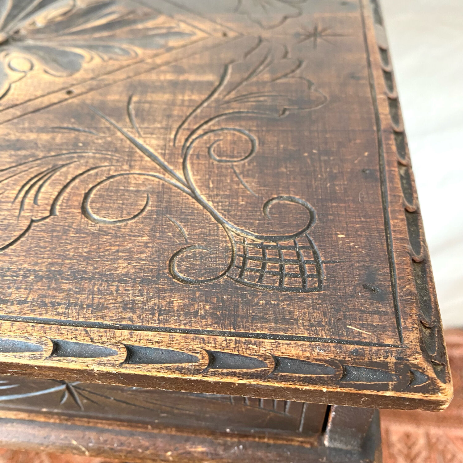 Old tripod side table with drawer