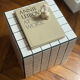 Checkerboard cube bedside table tiled white retro black tile