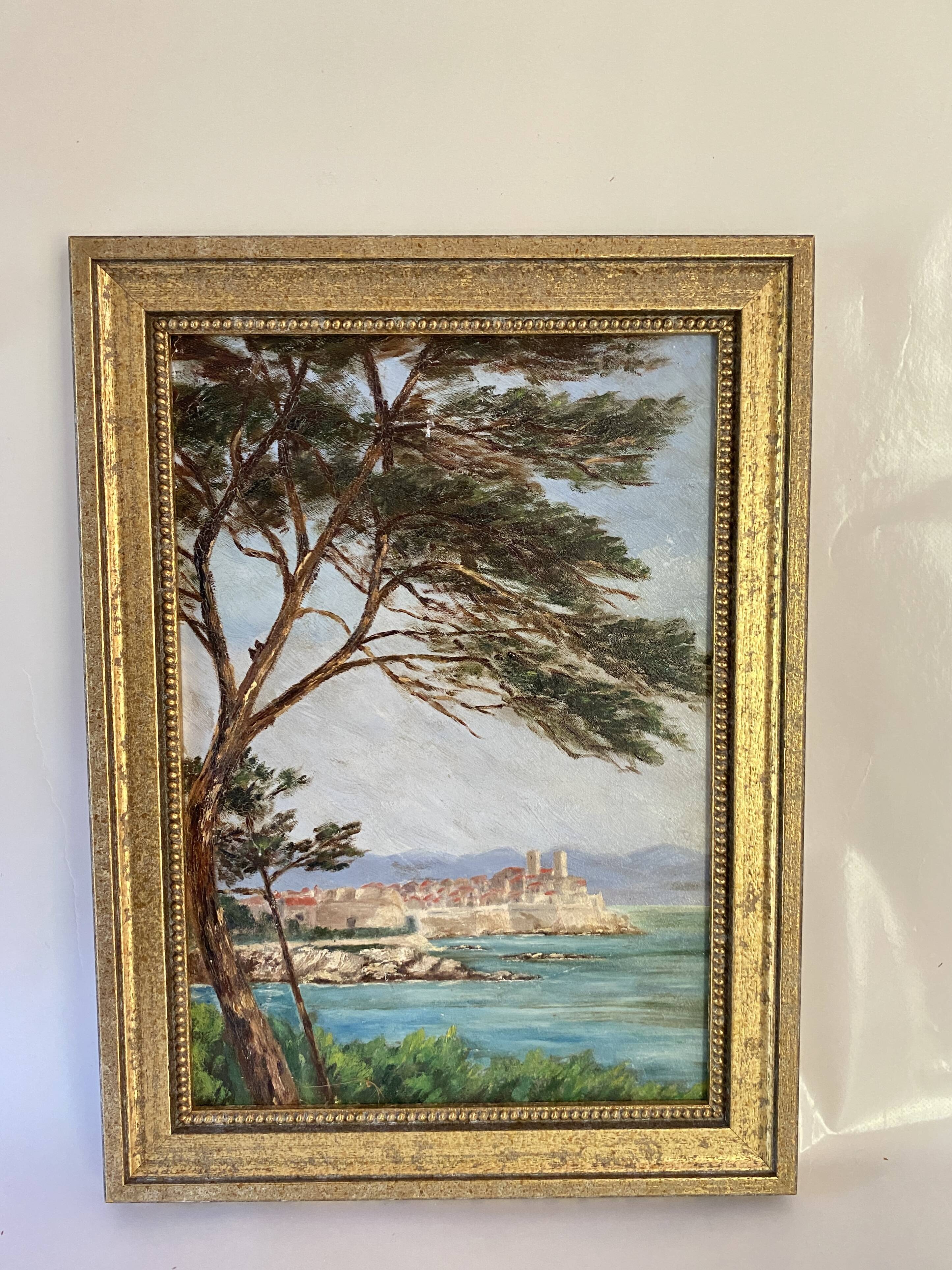 Tableau « Vue côte méditerranéenne", années 50