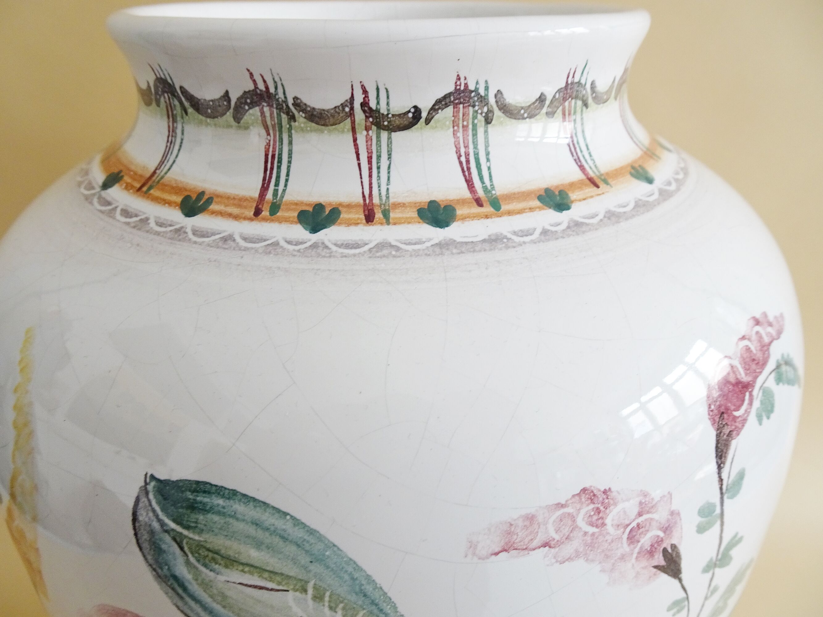 Gmundner Keramik floor vase with floral decor