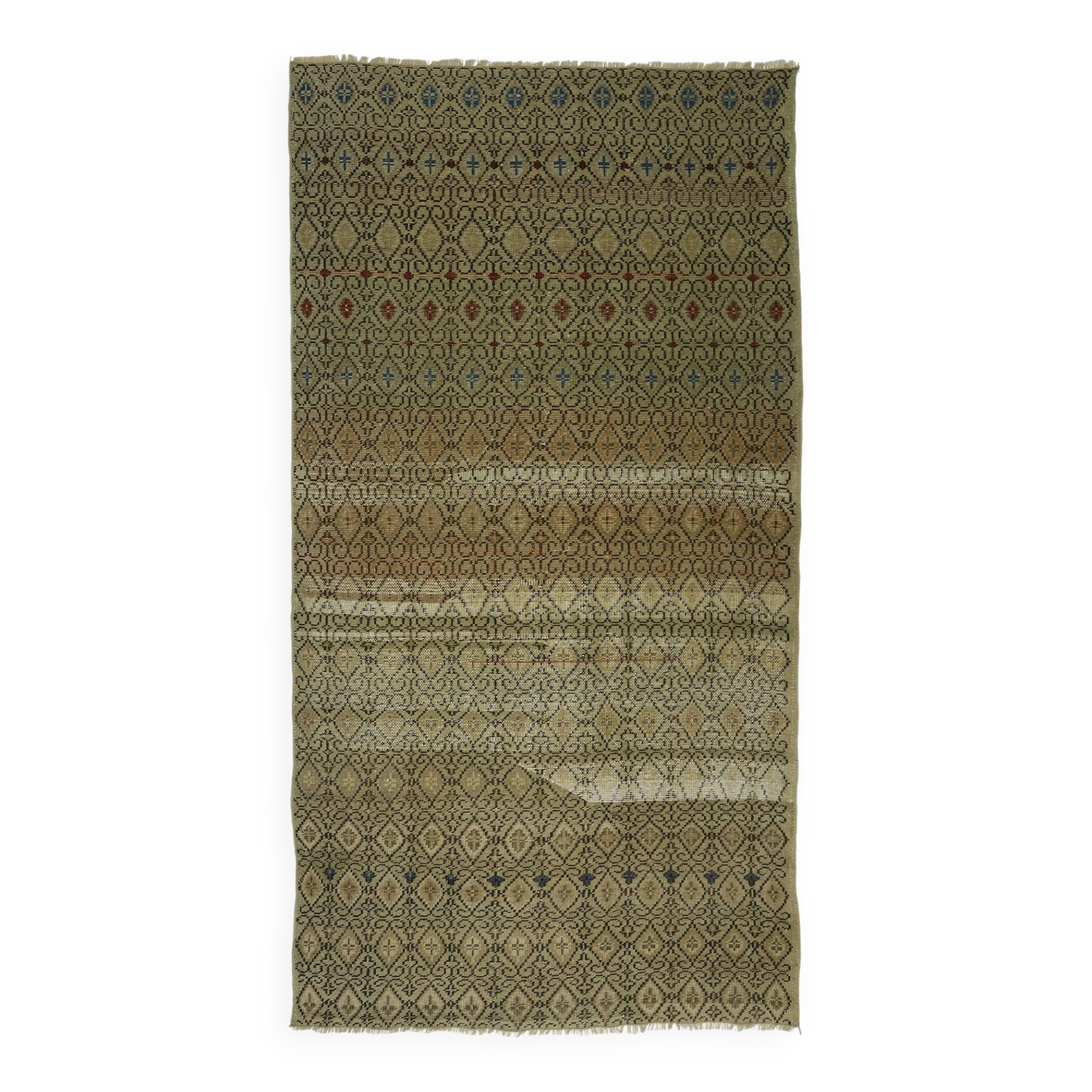 Turkish Anatolian Handmade Vintage Area Rug 261 cm x 140 cm