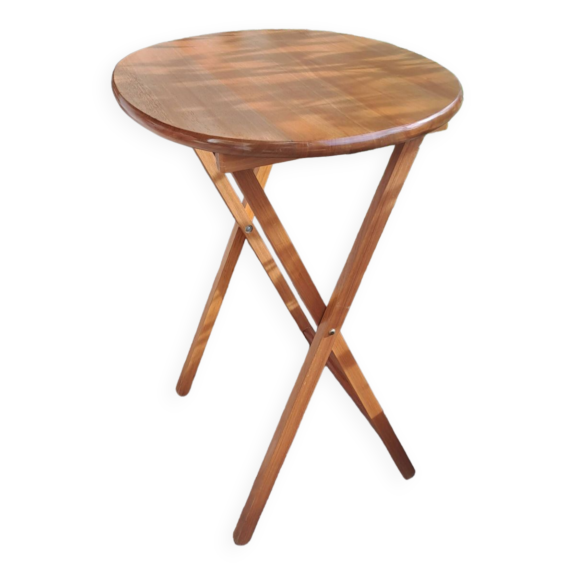 Oval teak wooden folding boat table 1970 Wooden side table sold individually