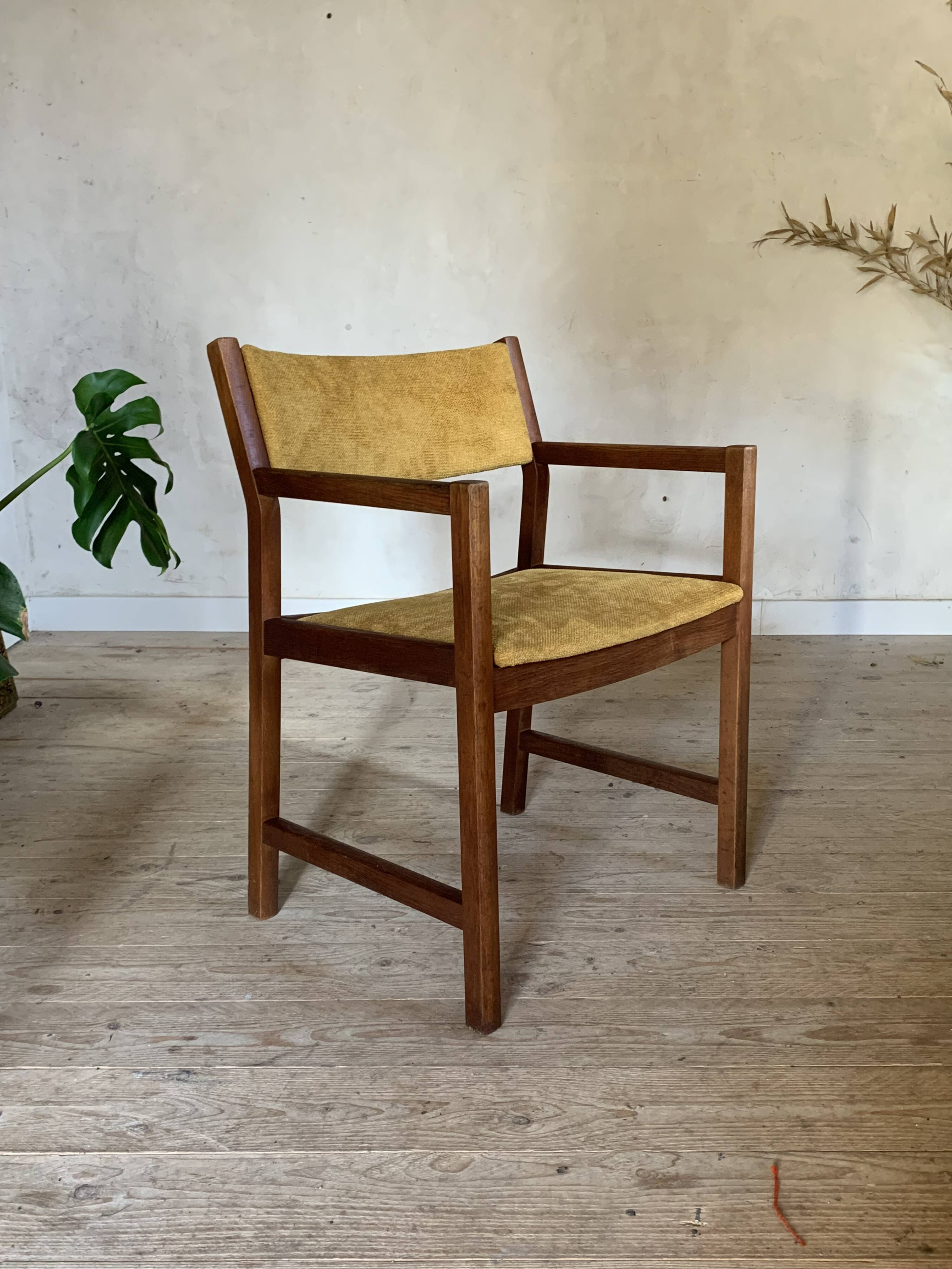 Vintage Danish armchair by Borge Mogensen yellow velvet