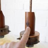 Vintage pendant light set of 2 rustic copper hanging lamps Yugoslavia 1970