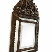 Small mirror with brass parcloses in repoussé style Louis XIV, late 19th century.