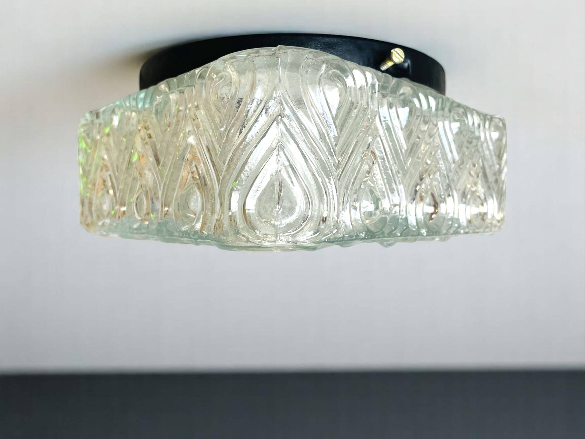 Square glass flush mounted wall or ceiling light