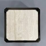 Square travertine and metal coffee table by BC Design