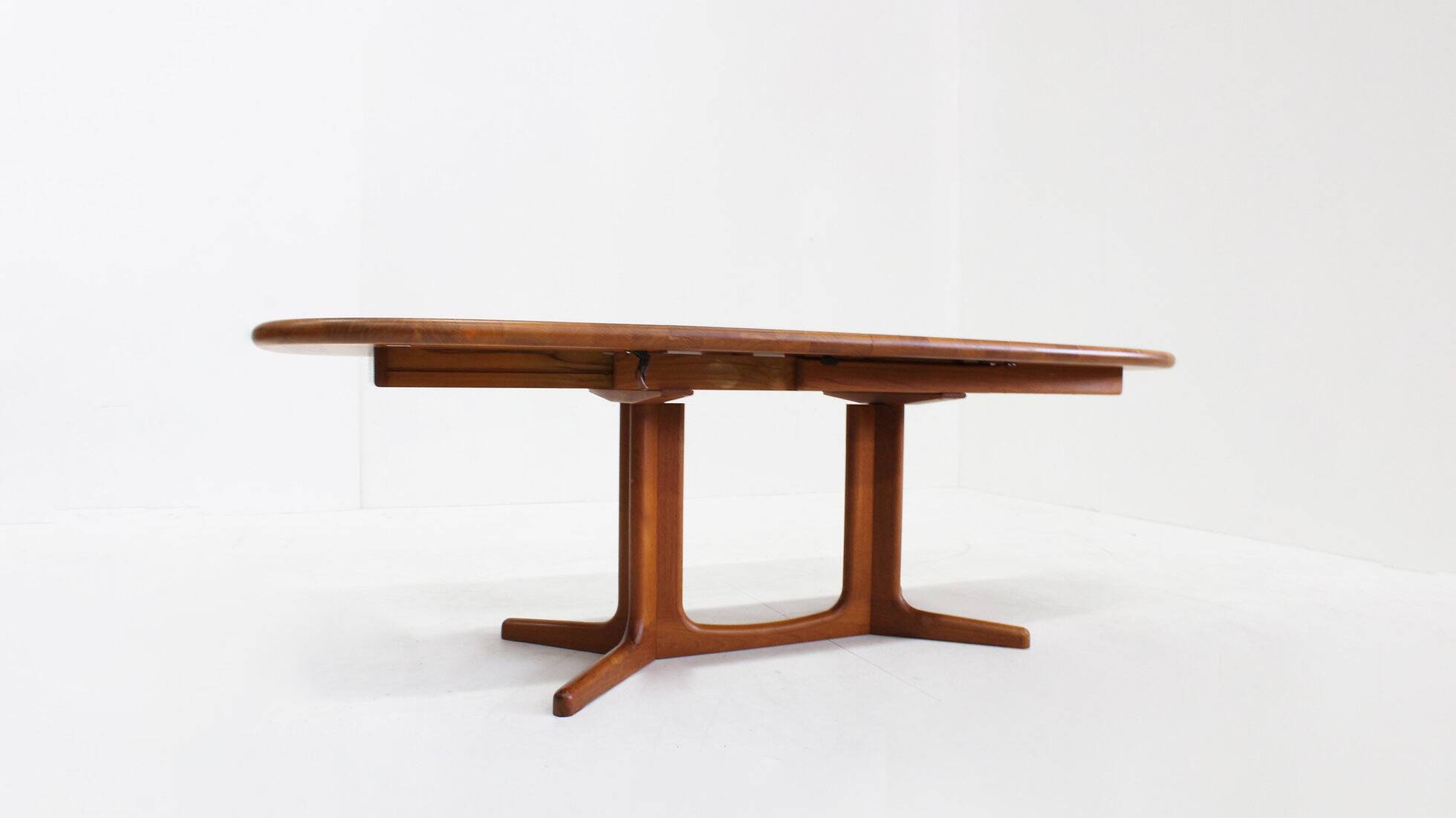 Vintage Glostrup Danish oval extendable dining table solid teak 1960s