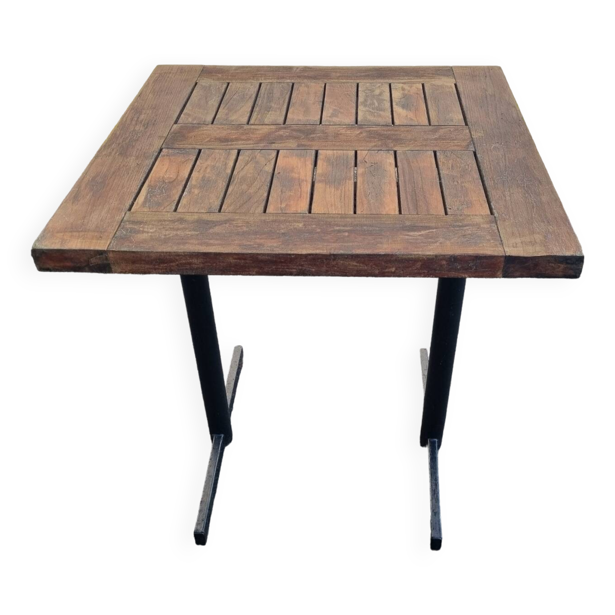 Table bistrot carrée, bois teck