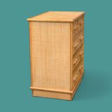Vintage rattan and woven wicker chest of drawers 1970