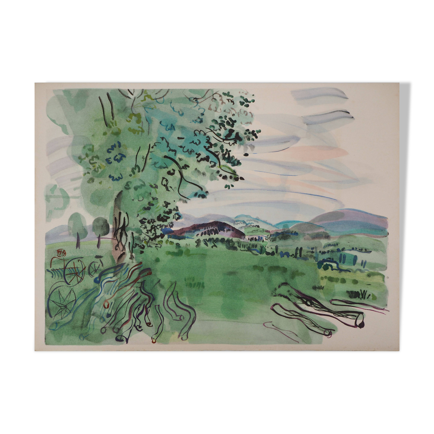 Raoul DUFY: View of the tree on the plains, Lithograph