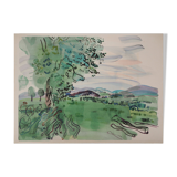 Raoul DUFY: View of the tree on the plains, Lithograph