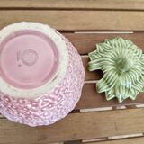 Strawberry slip soup tureen and its two serving dishes Bordallo Pinheiro