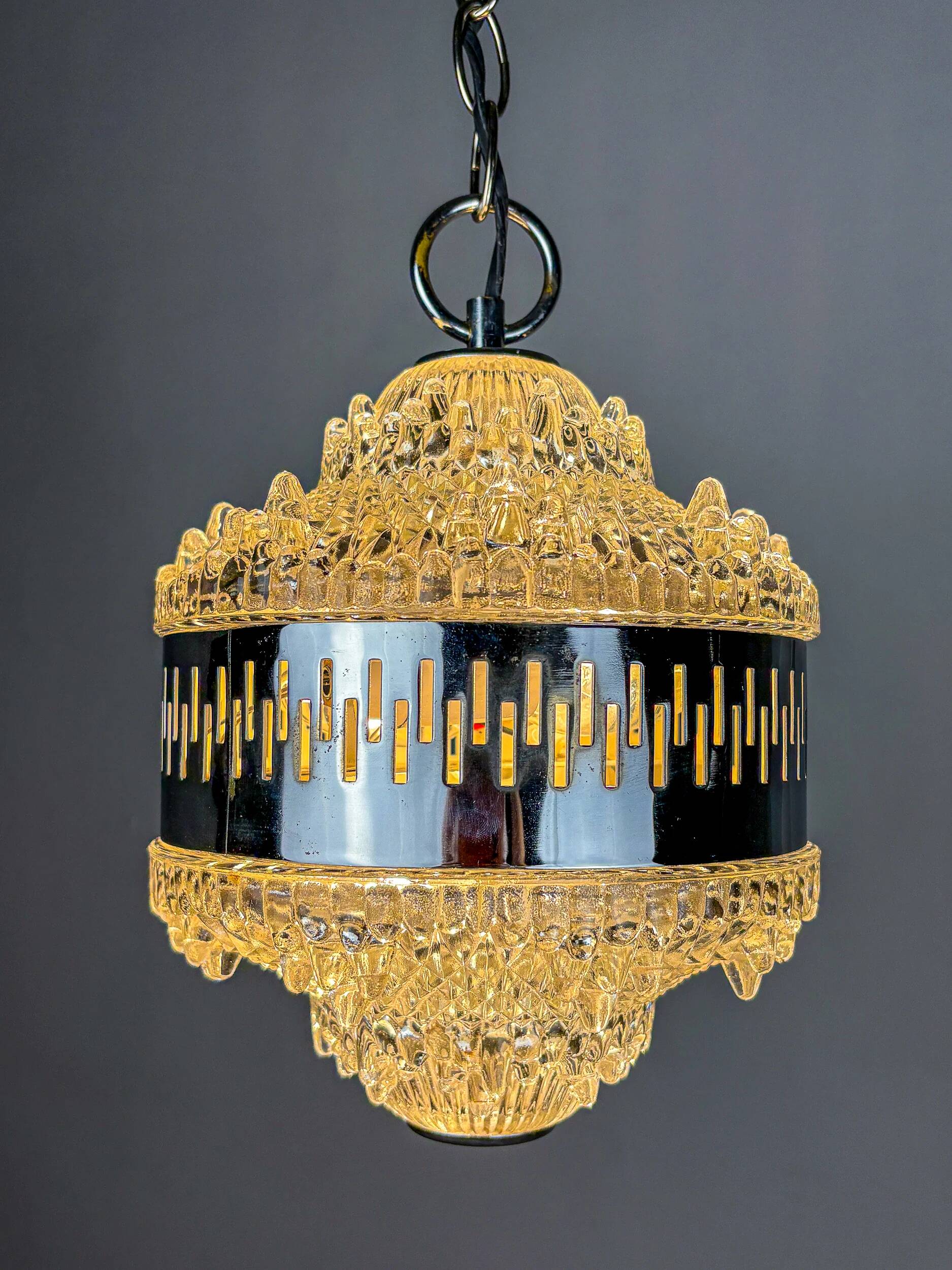 Kaiser Leuchten chandelier, frosted glass, Germany, 1960s