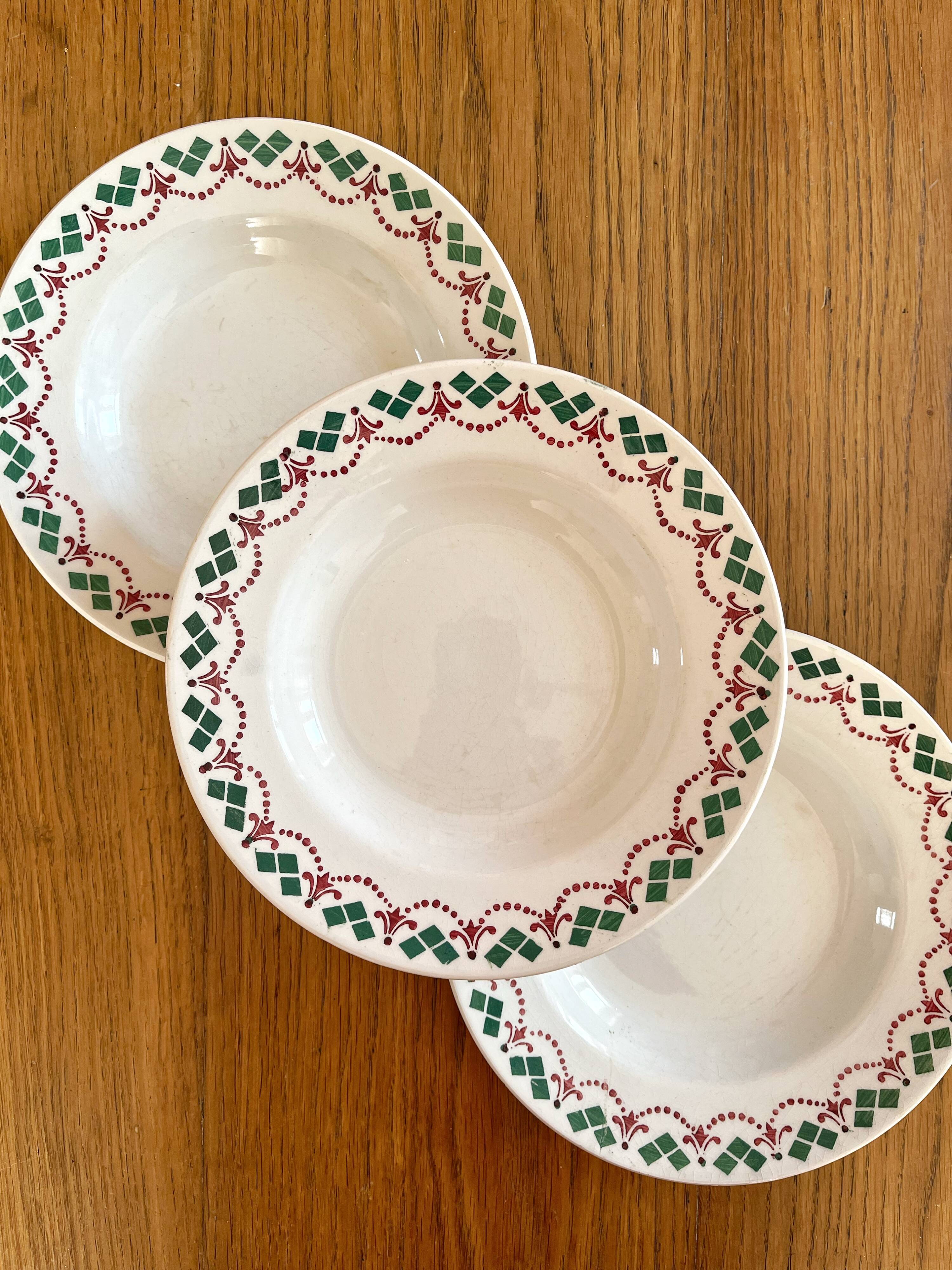 3 vintage Art Deco soup plates by Hamage & Moulin des Loups