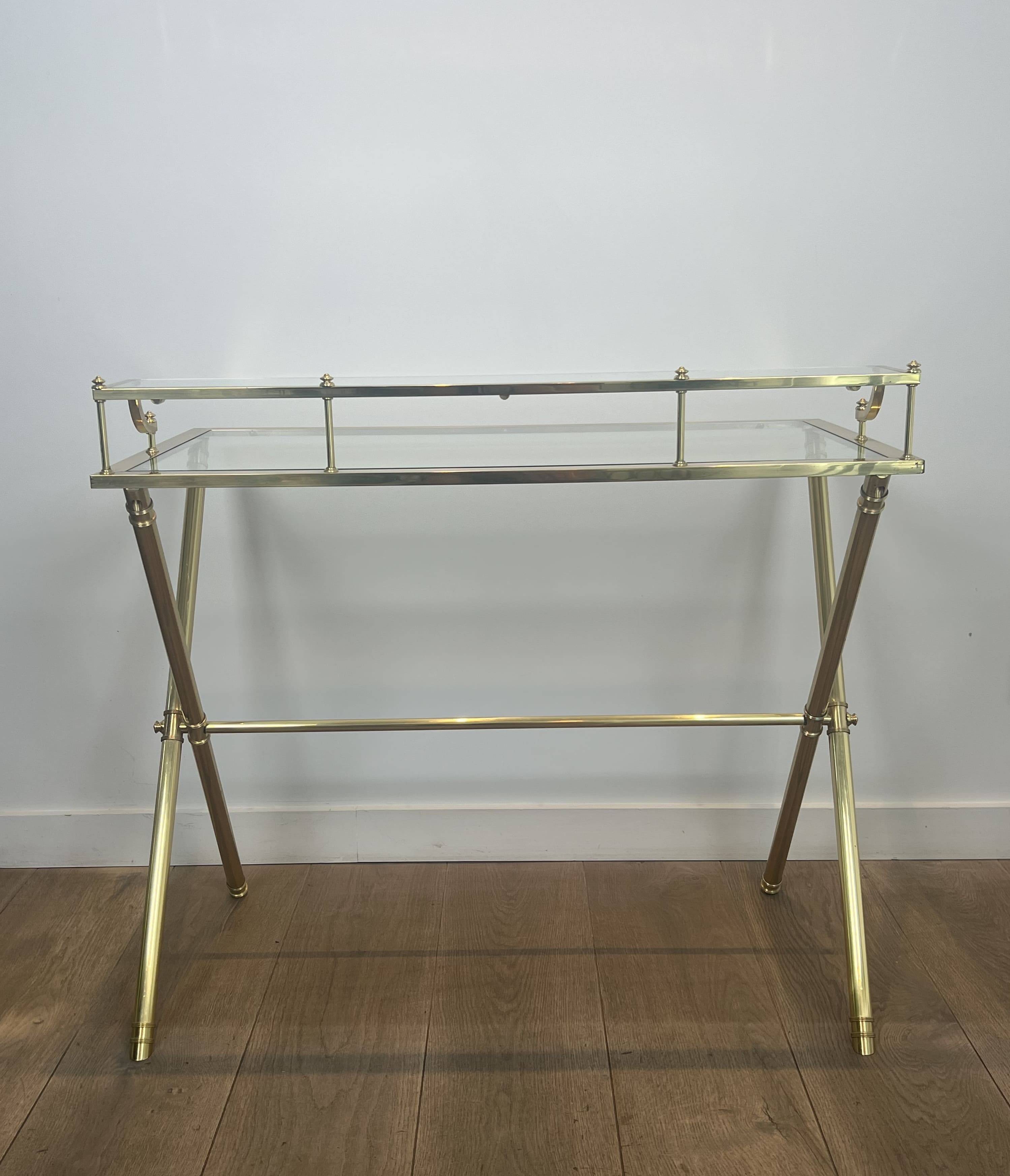 Neoclassical Gradine Desk in Brass and Glass, Attributed to the Mai