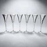 Set of six vintage chrome metal champagne flutes – 1970s